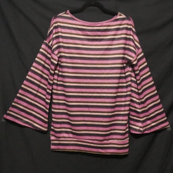 WEEKEND by SUZANNE BETRO | small | Striped Long Sleeve Scoop Neck Shirt | NWOT - Picture 2 of 16